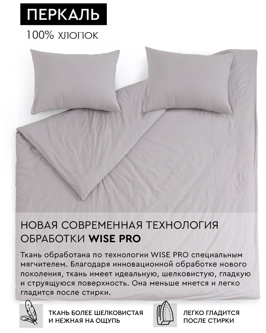 Набор постельных принадлежностей IDEA из перкаля (пододеяльник 200х200 см + 2 наволочки 50х70 см), 100% хлопок - фотография № 3