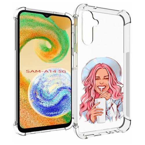 Чехол MyPads веселая-девушка-модель женский для Samsung Galaxy A14 4G/ 5G задняя-панель-накладка-бампер