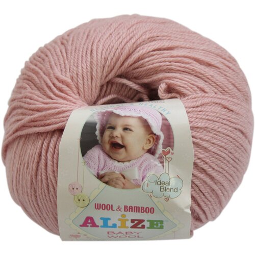 Пряжа для вязания ALIZE 'Baby wool', 50г, 175м (20% бамбук, 40% шерсть, 40% акрил), ТУ (161 пудра), 10 мотков