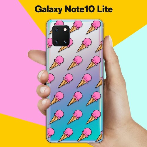 матовый силиконовый чехол окрас леопарда рамка черная на samsung galaxy note 10 lite самсунг гэлакси нот 10 лайт Силиконовый чехол Мороженое на Samsung Galaxy Note 10 Lite