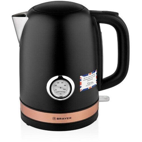 Чайник электрический brayer br1005bk металл 17 л 2200 Вт термометр чёрный 423400₽