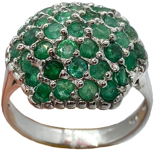 Кольцо, серебро, 925 проба, изумруд, размер 17.5, зеленый