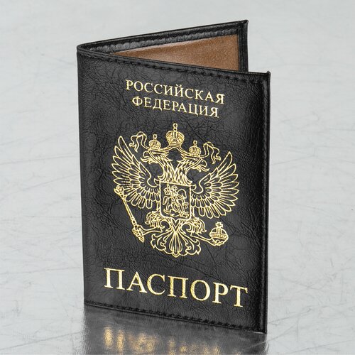 фото Обложка для паспорта staff, экокожа, черный
