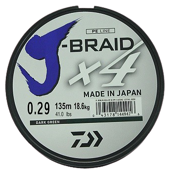 Шнур плетеный Daiwa J-Braid х4 135 m (зеленый) 0.29 mm/ 18.6 kg