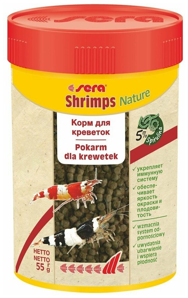 Корм для креветок Sera Shrimps Natural, гранулы, 100 мл*55 гр - фотография № 2