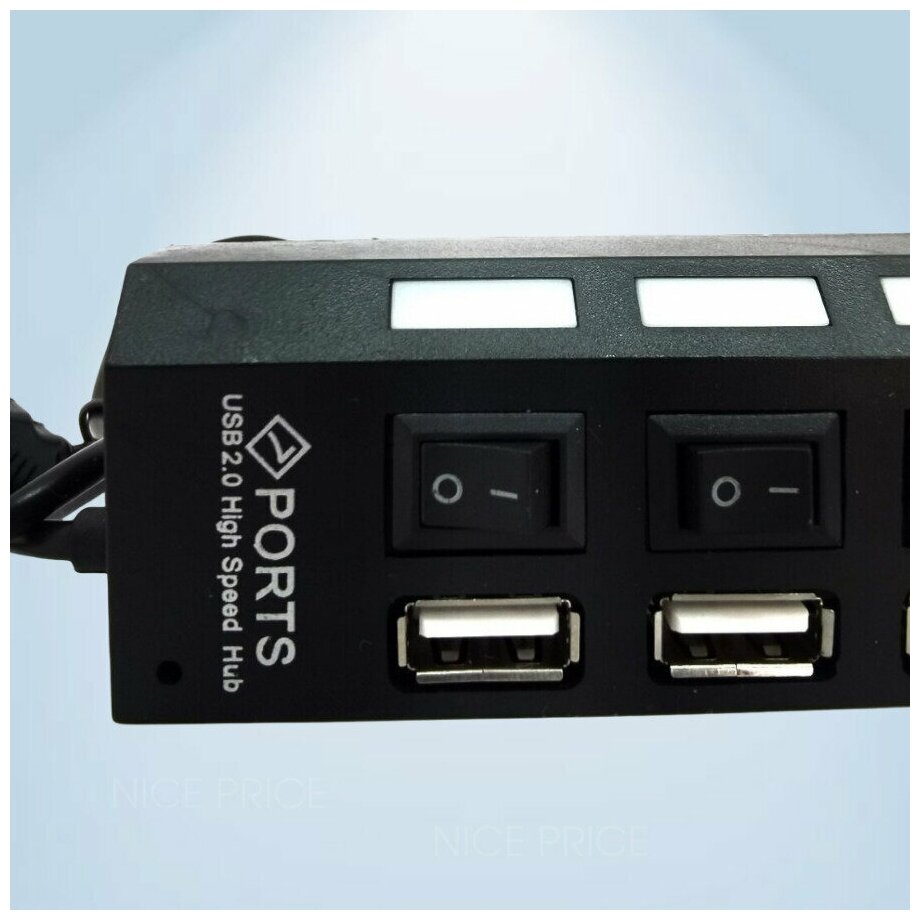 Хаб USB 7 порт JBH H-06, с выключателями, черный