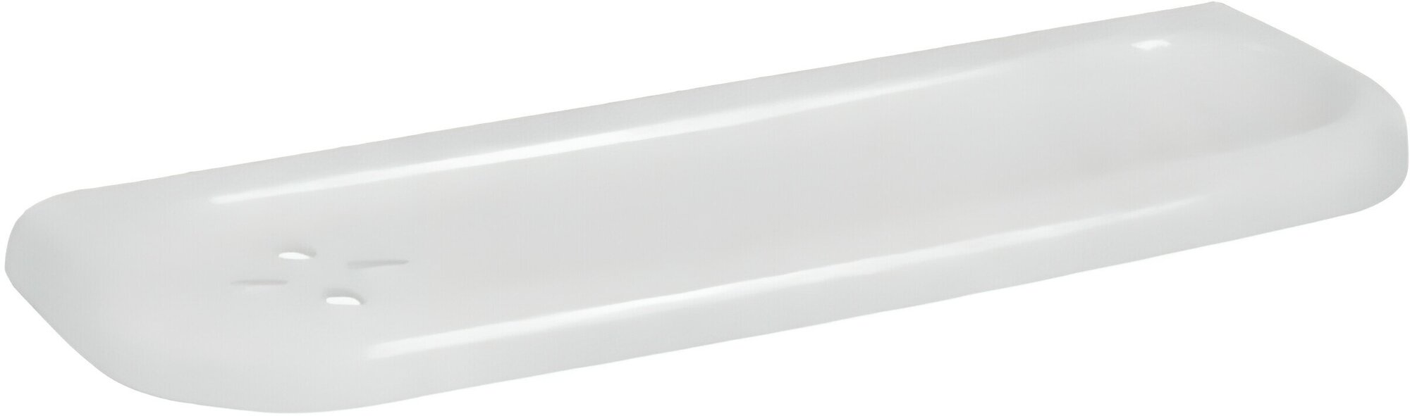 Пластиковая полка размером 405x150x40 мм для ванной комнаты цвет белый настенное крепление. Поможет организовать удобное хранение флаконов и баночек