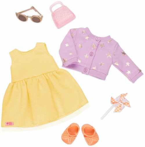 Комплект одежды ДеЛюкс «Летний наряд» с желтым платьем и кардиганом