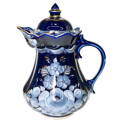 Кувшин Вдохновение (кобальт, краски, золото) объем 1350 мл. Гжель ручная роспись