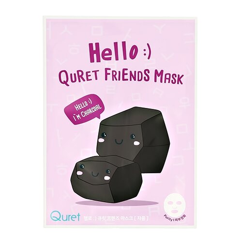 Quret Маска Hello с древесным углем очищающая, 25 г quret маска для лица quret hello с экстрактом кактуса успокаивающая 25 г
