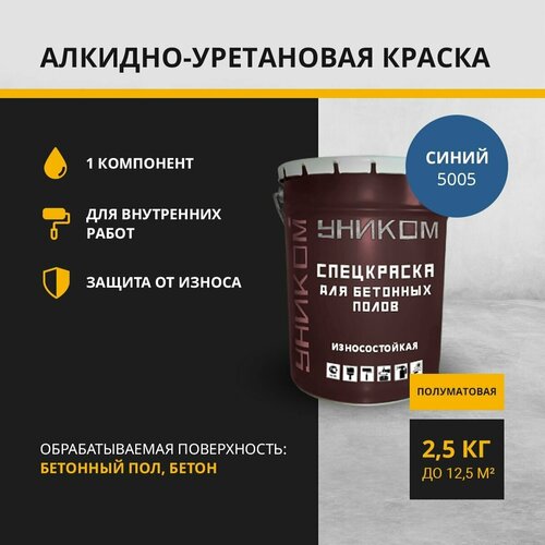 Уником Краска для бетонных полов, бетона, синий 2,5 кг