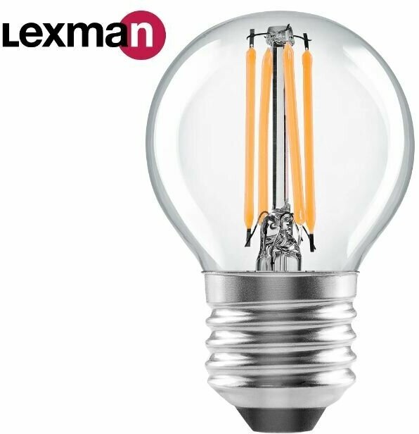 Лампа светодиодная Lexman E27 220-240 В 4 Вт шар прозрачная 400 лм теплый белый свет