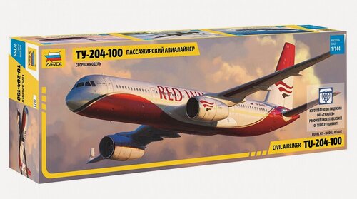 Изображение товара Сборная модель ZVEZDA Пассажирский авиалайнер Ту-204-100 (7023) 1:144