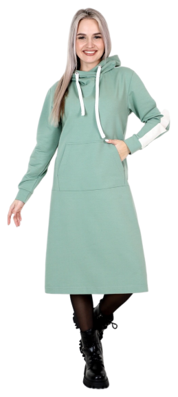 Платье Elena Tex, в спортивном стиле, полуприлегающее, миди, размер 60, зеленый