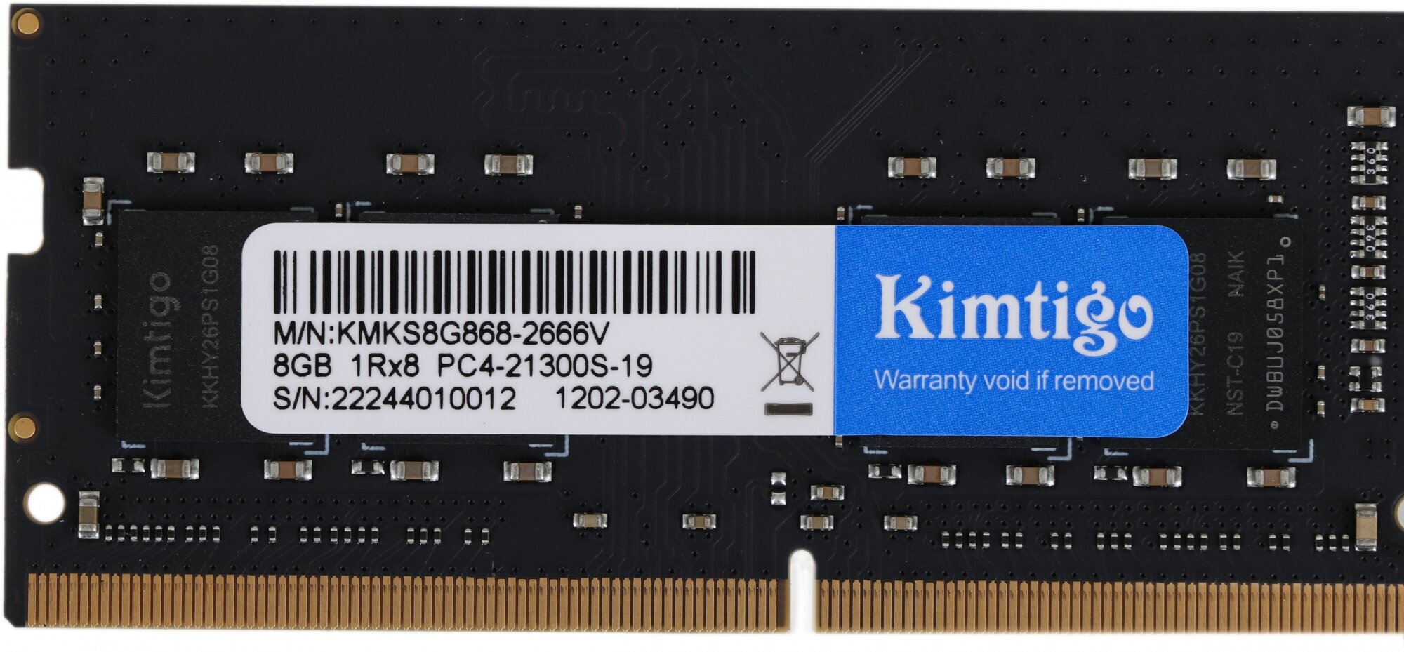 Оперативная память Kimtigo DDR4 - 8Gb, 2666 МГц, SO-DIMM, CL19 (kmks8g8682666) - фото №3
