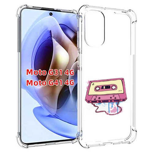 Чехол MyPads Розовая кассета для Motorola Moto G31 4G / G41 4G задняя-панель-накладка-бампер