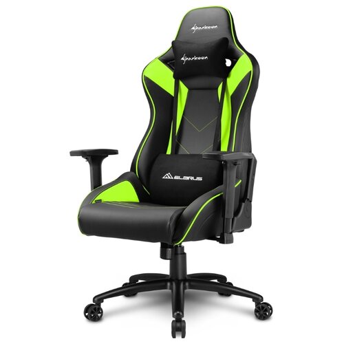 фото Компьютерное кресло sharkoon elbrus 3 игровое, обивка: искусственная кожа, цвет: green