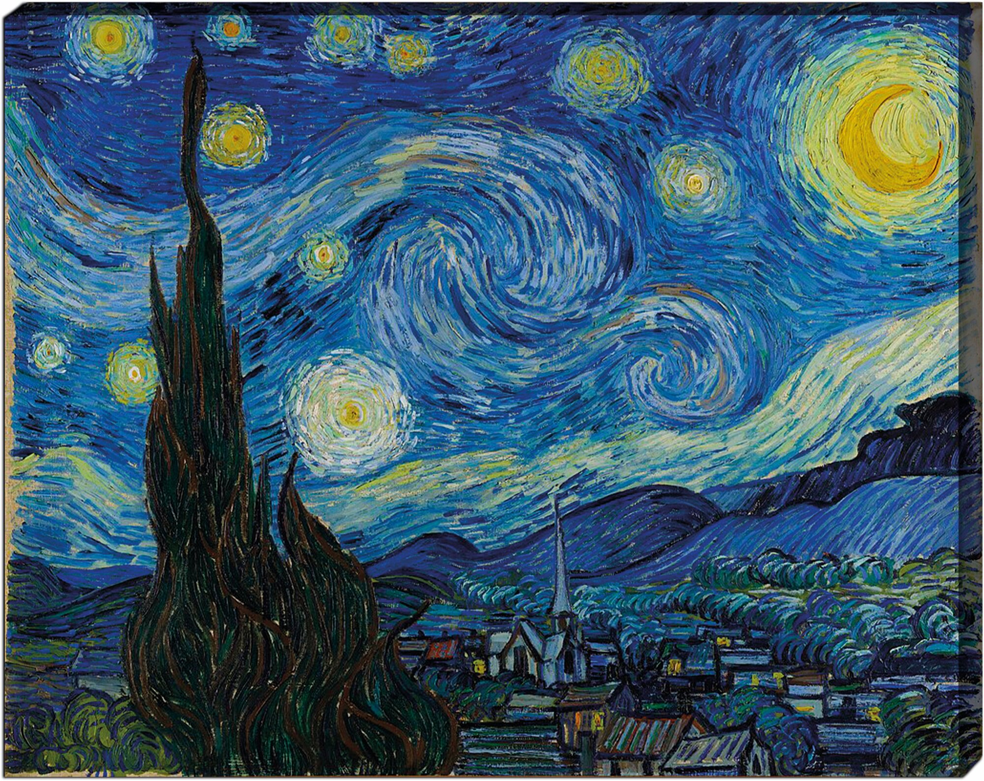 Картина для интерьера на холсте Винсента Ван Гога «Звездная ночь» 30х40 холст без подрамника