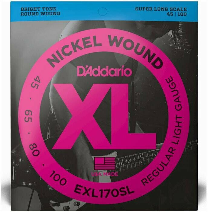 Струны для 4-х струнной бас-гитары D'ADDARIO EXL170SL Light легкое натяжение