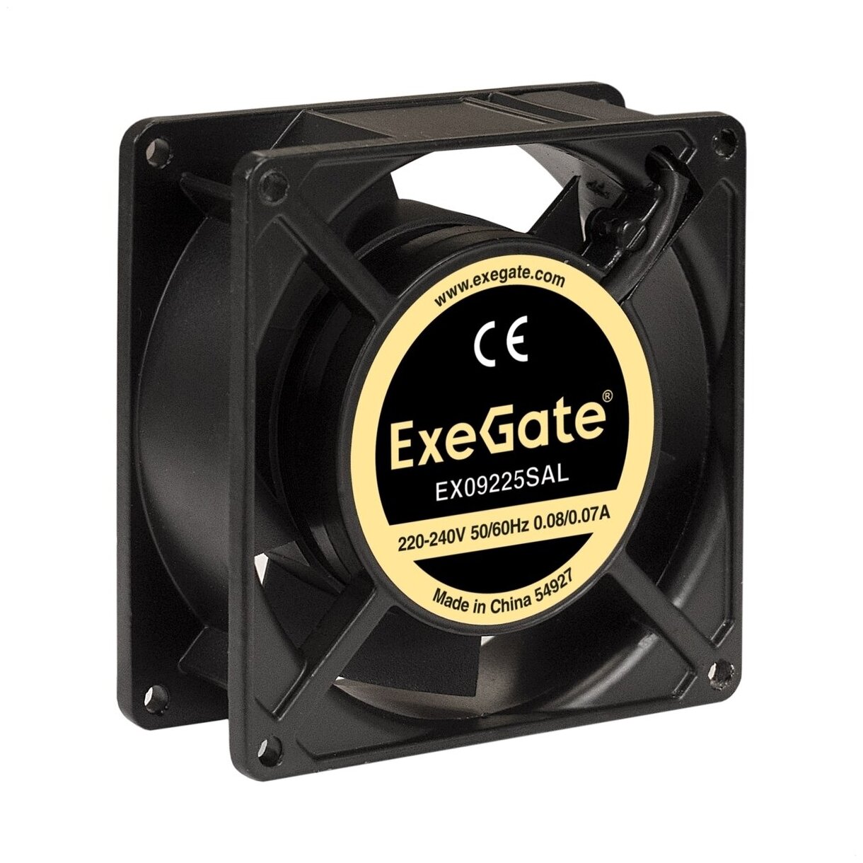 Вентилятор 220В AC ExeGate EX09225SAL (92x92x25 мм, Sleeve bearing (подшипник скольжения), алюминиевый корпус, подводящий провод 30 см, 2450RPM, 31dBA, RTL) EX289005RUS