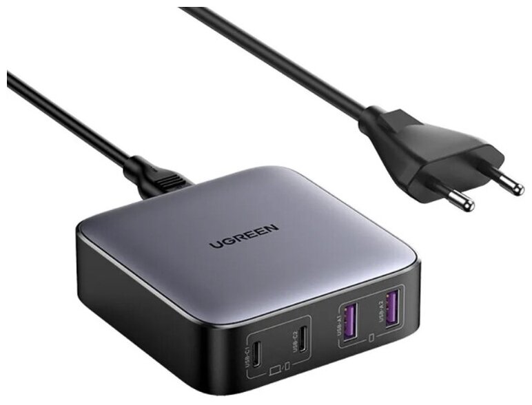 Зарядное устройство Ugreen CD327 Nexode 2xUSB-A+2xUSB-C 65W Black 90747