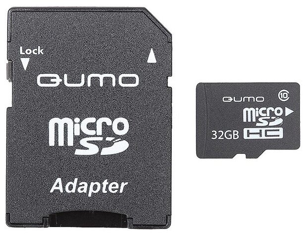 Карта памяти QUMO MicroSDHC 32Gb Сlass 10 UHS-I + ADP (QM32GMICSDHC10U1)