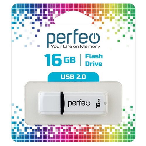 Флешка Perfeo C02 16 ГБ, white накопитель usb 3 1 32гб perfeo c 15 белый