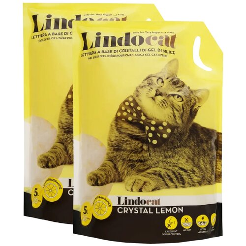 LINDOCAT CRYSTAL LEMON наполнитель силикагелевый впитывающий для туалета кошек с ароматом лимона (5 + 5 л)