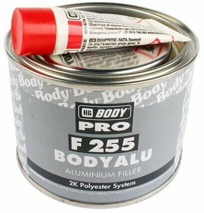 Шпаклевка, Шпатлевка, с алюминиевым наполнителем HB BODY PRO F255 ALU 1,8 кг / 2К шпатлевка с отвердителем в комплекте для кузова автомобиля