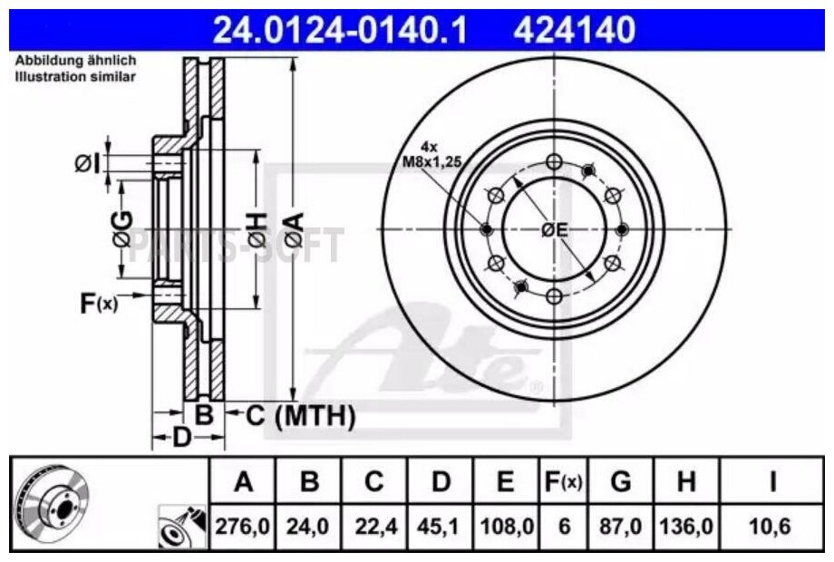 ATE 24.0124-0140.1 Диск тормозной