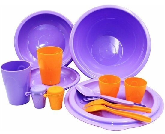 Набор посуды Следопыт Tete-a-Tete для пикника, на 2 персоны, пластик (сумка)