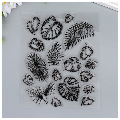 Штамп для творчества силикон Пальмовые листья 18х14 см штамп для творчества силикон цветочная бабочка и две ромашки 5х16 см