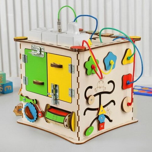 Бизикуб Развивающий куб, с электрикой 25x25 см игрушка развивающая рыбалка котик 5 x 31 2 x 14 см