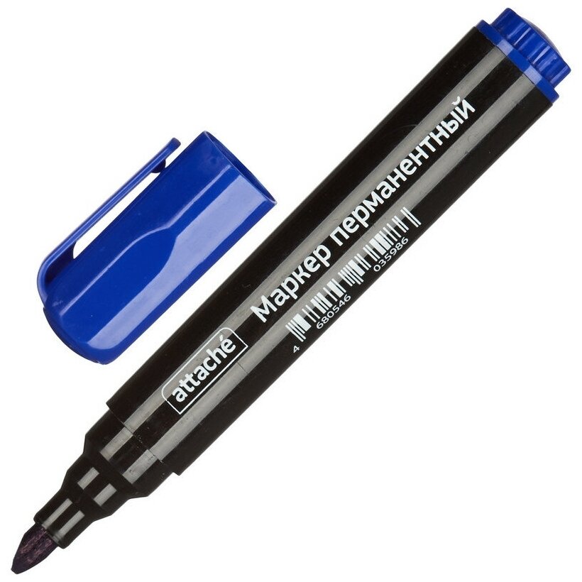 Маркер перманентный Attache синий (толщина линии 1.5-3 мм) 916460