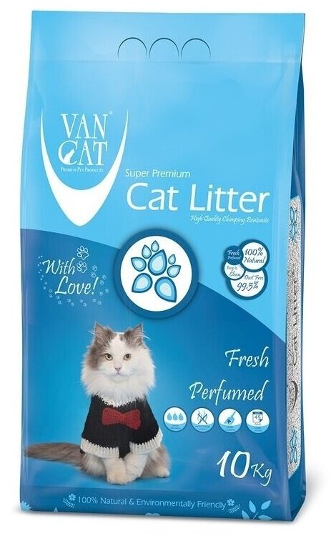 VAN CAT Fresh Комкующийся наполнитель без пыли с ароматом Весенней свежести 5.1кг коробка