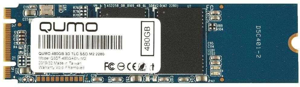 Внутренний SSD-накопитель Qumo Novation 480GB, M.2 2280, SATA-III, 3D TLC, Черный Q3DT-480GAEN-M2