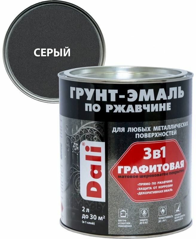 Грунт-эмаль по ржавчине 0,75л cерый графит RAL 7024