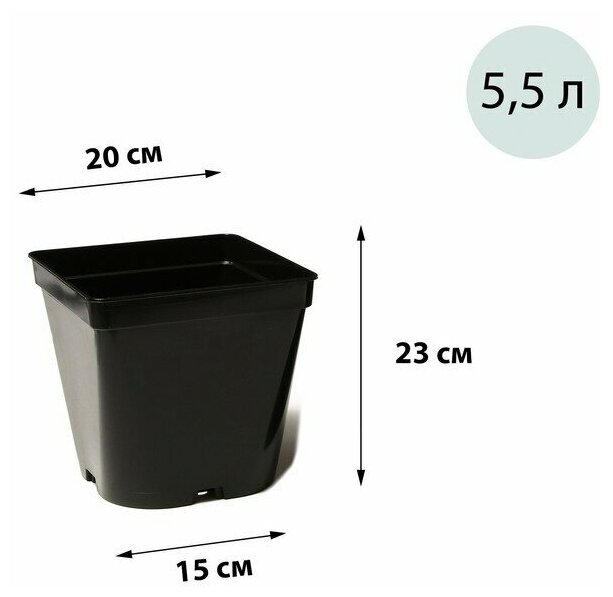 Горшок для рассады 5 л 19 × 19 × 23 см чёрный Greengo