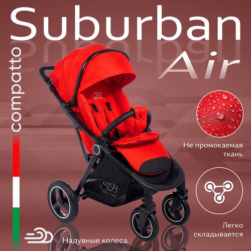 Прогулочная коляска SWEET BABY Suburban Compatto Air, красный, цвет шасси: черный