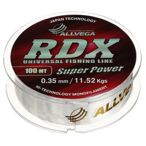 Леска Allvega RDX universal диаметр 0.35 мм, тест 11.52 кг, 100 м, прозрачная