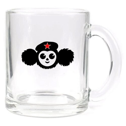 фото Стеклянная кружка прозрачная чебурашка со звездочкой drabs