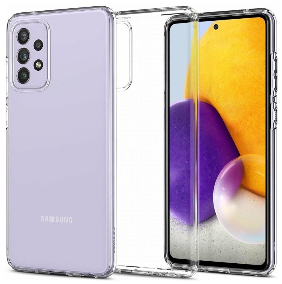 Чехол Spigen на Samsung Galaxy A72 (ACS02325) Liquid Crystal / Спиген чехол для Галакси А72 силиконовый, противоударный, с защитой камеры, прозрачный