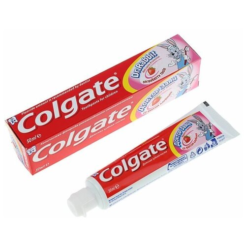 Зубная паста Colgate Доктор Заяц, со вкусом клубники, 50 мл colgate зубная паста детская доктор заяц со вкусом клубники 50 мл 2 шт