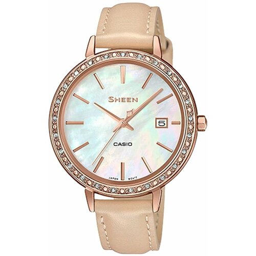 фото Наручные часы casio часы наручные женские casio sheen she-4052pgl-7buef гарантия 2 года, золотой, бежевый