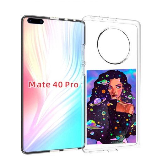 Чехол MyPads девушка-с-планетами-в-волосах женский для Huawei Mate 40 Pro (NOH-NX9) задняя-панель-накладка-бампер