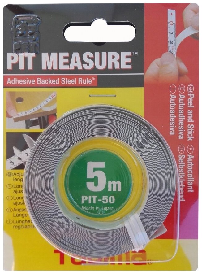 Самоклеящаяся стальная мерная лента TAJIMA Pit Measure L=5м 13мм (PIT50MWL001-1)