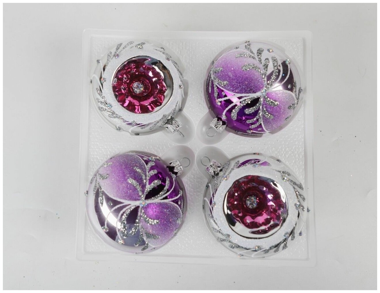 Набор стеклянных шаров зимние фонарики, фиолетовый, 4х85 мм, Елочка С 2204-фиол