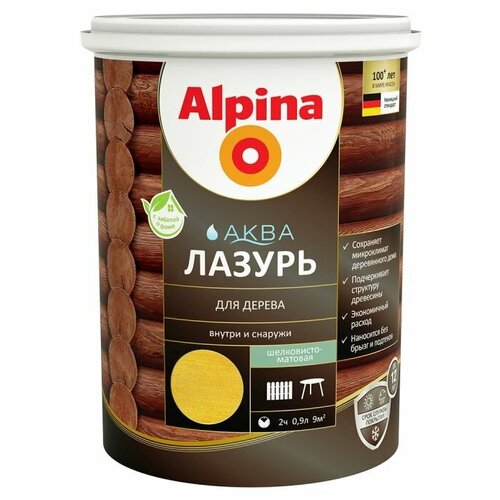 Лазурь деревозащитная аква сосна 0,9 Л (1/6) ALPINA