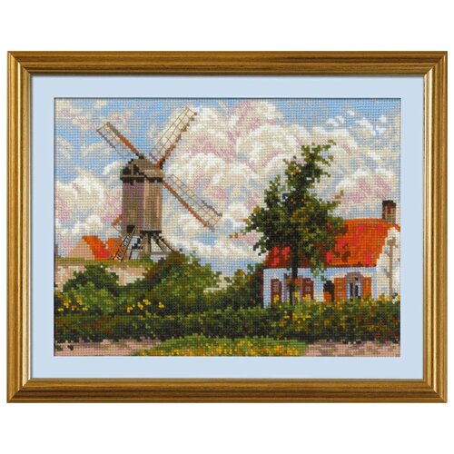 фото Набор для вышивания риолис 1702 «ветряная мельница в кноке» по мотивам картины к. писсарро