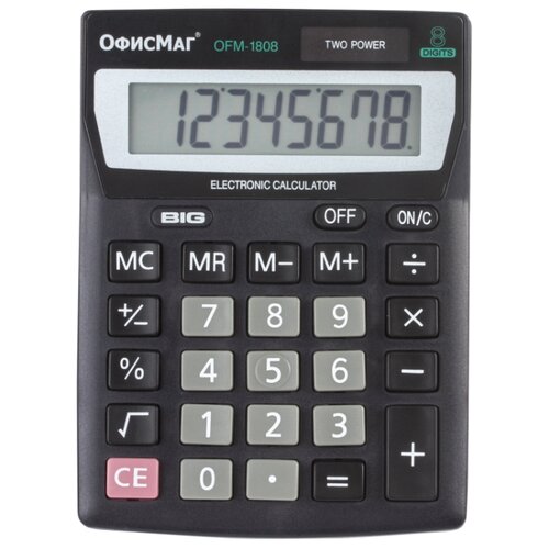 Калькулятор настольный Офисмаг OFM-1807 МАЛЫЙ (140х105 мм) 8 разрядов двойное питание (250223)
